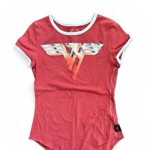 Stylish Red Graphic Van Halen Women's Bodysuit